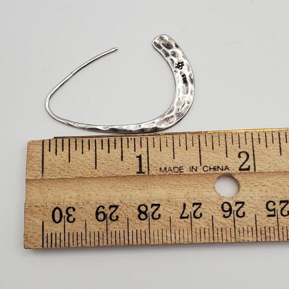 Vintage Signed C&H 925 Sterling Silver Hammered Dangle Earrings 1.5" - Picture 5 of 5